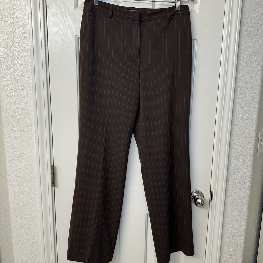 Ann Taylor Women's Size 10 Brown Pin Stripe Lined Dress Pants